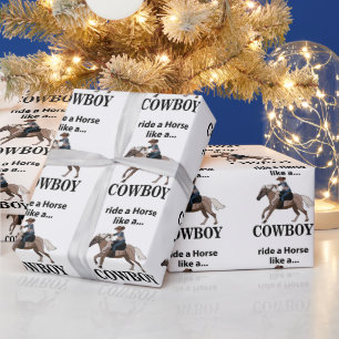 Cowboy Rijdt Een Paard Als Een Cowboy Cadeaupapier