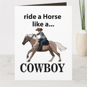 Cowboy rijdt een paard als een cowboy kaart