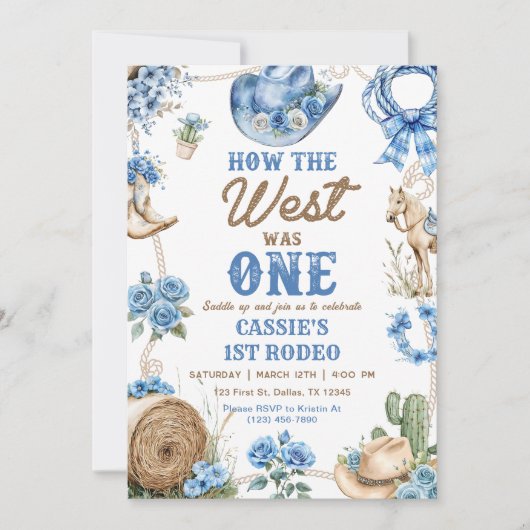 Cowboy Rodeo 1st Birthday How The West Was One Kaart (Voorkant)