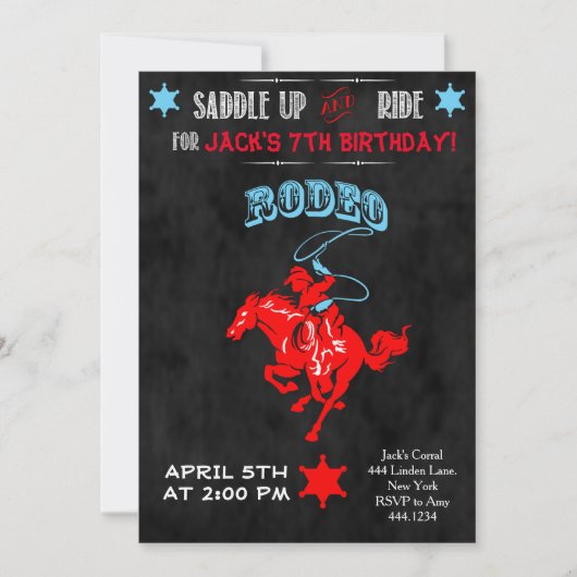 Cowboy Rodeo Anniversaire Fête Invitations (Devant)