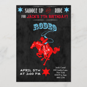 Cowboy Rodeo Anniversaire Fête Invitations