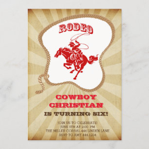 Cowboy Rodeo Anniversaire Fête Invitations