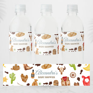 Cowboy Rodeo Baby Shower Wilde Westen Waterfles Etiket