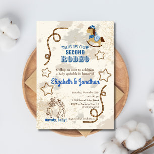 Cowboy Rodeo Blue Howdy Baby shower Sprinkle Kaart