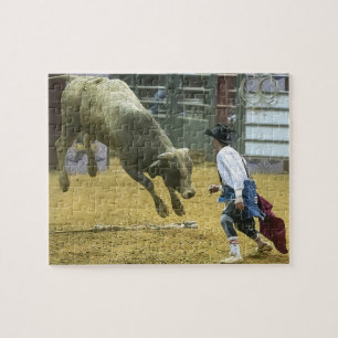 Cowboy Rodeo Clown Stier Afleidend Western Sport Legpuzzel