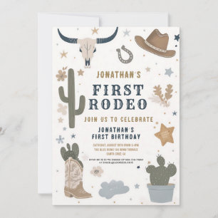 Cowboy Rodeo Eerste Verjaardag 1e Westers Kaart