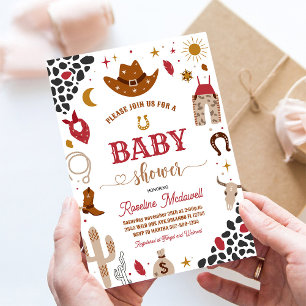 Cowboy Rodeo Jongen Wild West Baby Shower Uitnodig Kaart
