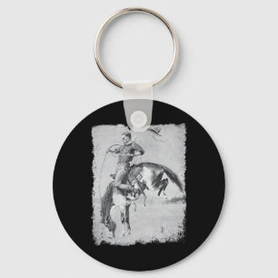 Cowboy Rodeo Paard Westers Landelijk Vintage Bronc Sleutelhanger