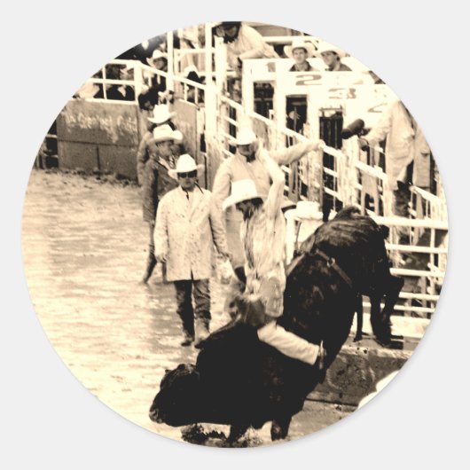 Cowboy Rodeo Ronde Sticker (Voorkant)