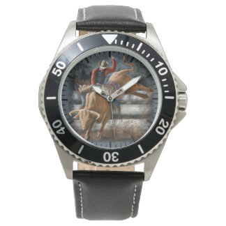 Cowboy Rodeo Ruiter Springstier Western Thema  Horloge