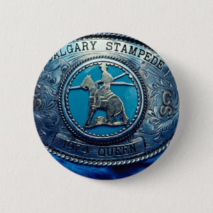 Cowboy rodeo trophy buckle, Alberta, Canada Ronde Button 5,7 Cm