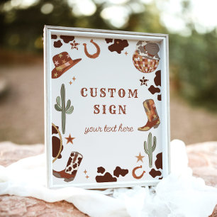 Cowboy Rodeo verjaardag Wild west Custom teken Poster