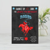 Cowboy Rodeo verjaardagsfeestje uitnodigingen (Staand voorkant)