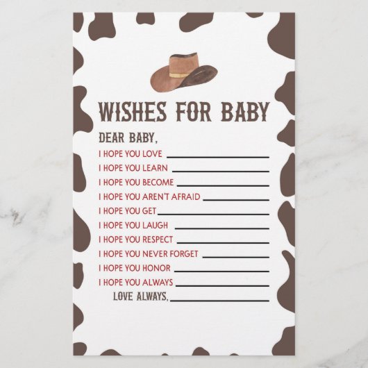 Cowboy Rodeo wenst Baby shower activiteit Briefpapier (Voorkant)