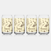 Cowboy Rodeo Westerne gepersonaliseerde set van 4 Blikvorm Glas (Achterkant)