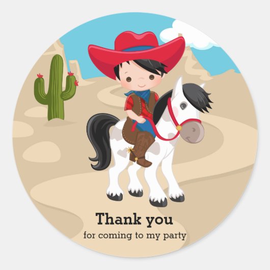Cowboy Ronde Sticker (Voorkant)