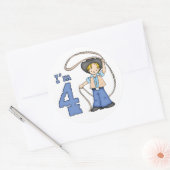Cowboy Roper 4th Birthday Ronde Sticker (Envelop)