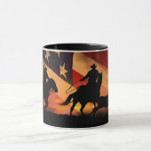 Cowboy Roping met Amerikaanse vlag Mok (Midden)