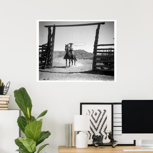 Cowboy roping poster (Thuiskantoor)