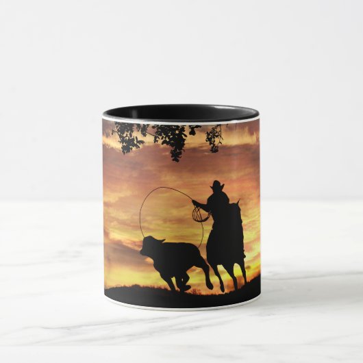 Cowboy Roping Steer bij Sunset Mok (Midden)