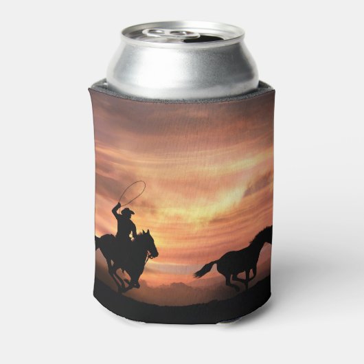Cowboy Roping Wild Horse Western Blikjeskoeler (Blikje Achterkant)