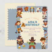"Cowboy Roundup Invitation de fête d'anniversaire (Devant / Derrière)