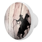 Cowboy Rustic Wood Barn Land Wilde West Keramische Knop (Rechts)