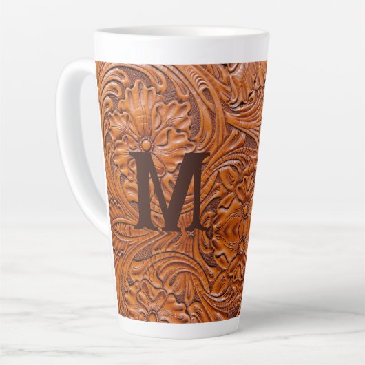 Cowboy rustiek land western bruiloft monogram latte mok (Linkerhoek)
