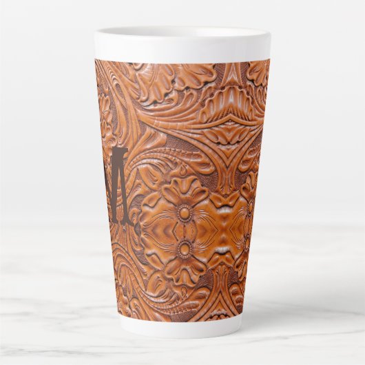 Cowboy rustiek land western bruiloft monogram latte mok (Voorkant)