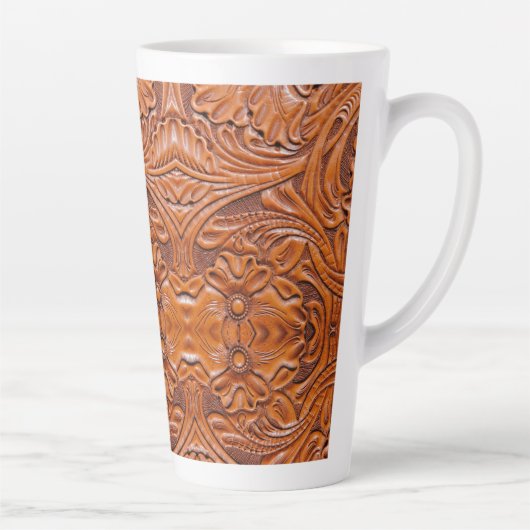 Cowboy rustiek land western bruiloft monogram latte mok (Rechts)