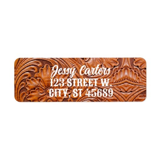 Cowboy rustiek Western land bewerkt leder Etiket (Voorkant)