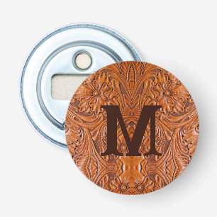 Cowboy Rustiek western land bruiloft monogram Button Flesopener