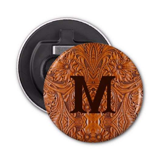Cowboy Rustiek western land bruiloft monogram Button Flesopener (Voorkant)