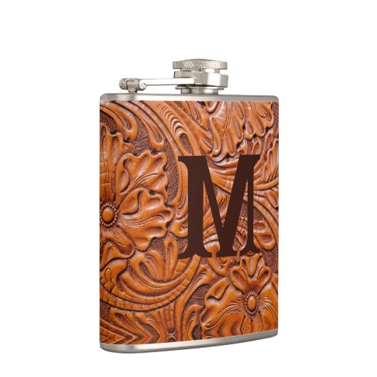 Cowboy Rustiek western land bruiloft monogram Heupfles (Rechts)