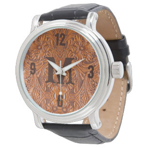 Cowboy Rustiek western land bruiloft monogram Horloge