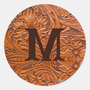 Cowboy Rustiek western land bruiloft monogram Ronde Sticker