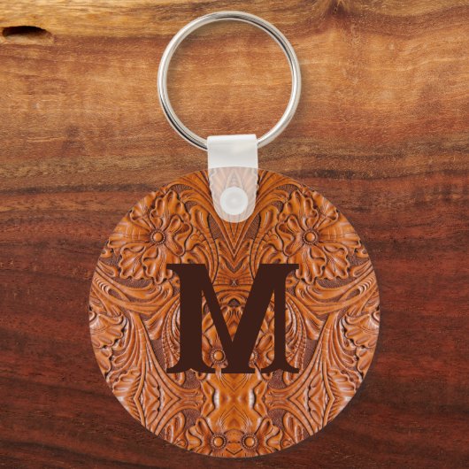 Cowboy Rustiek western land bruiloft monogram Sleutelhanger (Voorkant)