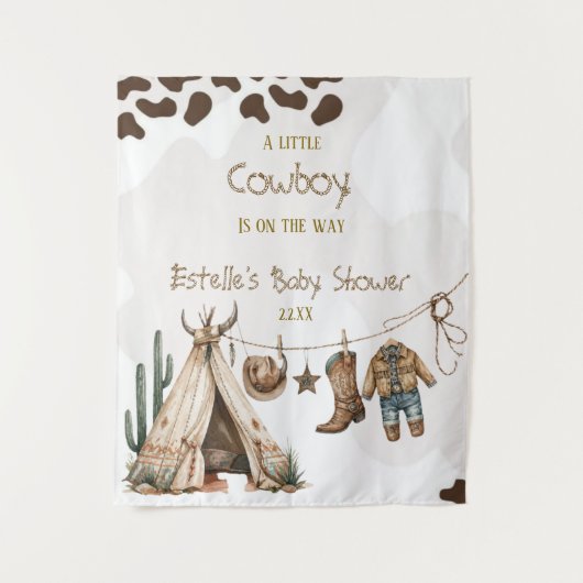 Cowboy rustieke howdy western waterverf baby showe wandkleed (Voorkant)