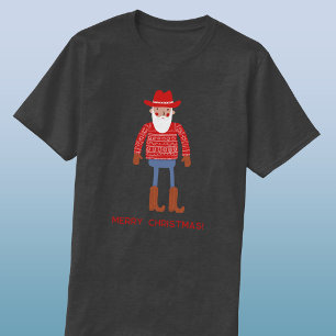Cowboy Santa Aangepaste Tekst Kerstmis T-shirt