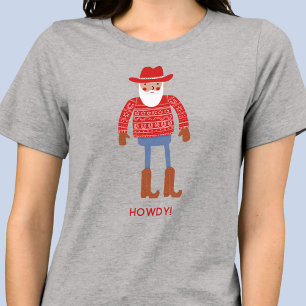 Cowboy Santa Aangepaste Tekst Kerstmis Tri-Blend Shirt