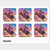 Cowboy Santa Bull Riding Gift Label Sticker (Vel)