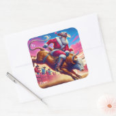 Cowboy Santa Bull Riding Gift Label Sticker (Envelop)