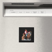 Cowboy Santa Bulldogging Western Cowboy Xmas Funny Magneet (Insitu (Vaatwasser))