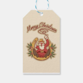 Cowboy Santa Claus Cadeaulabel