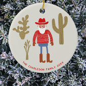 Cowboy Santa Claus Christmas Custom Text Keramisch Ornament