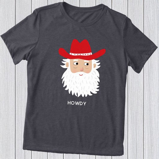 Cowboy Santa Claus Custom Text Christmas Tri-Blend Shirt