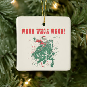 Cowboy Santa Claus Fun Westerne Rodeo Horse Foto Keramisch Ornament