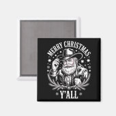 Cowboy Santa Claus Merry Christmas Y'all Western C Magneet (Voorkant / Achterkant)