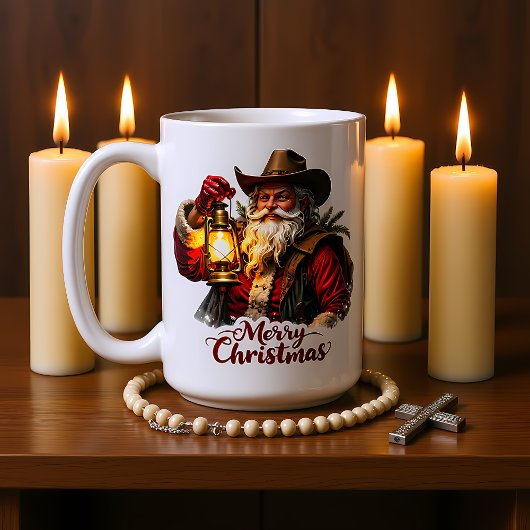 Cowboy Santa Lantern Light Koffiemok