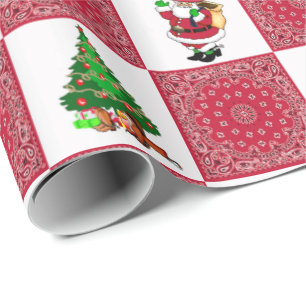 Cowboy Santa met Red Bandana Print Cadeaupapier